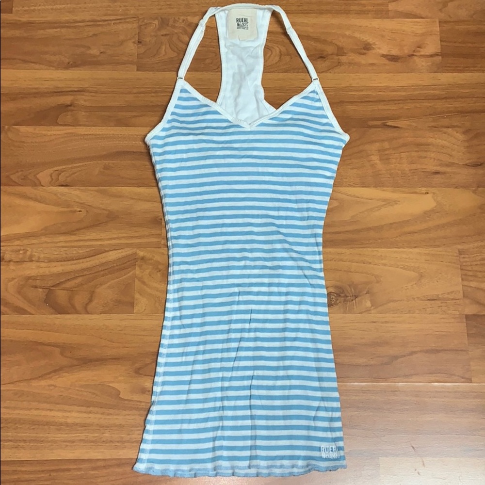 Ruehl No. 925 Blue and White Striped Tank Top